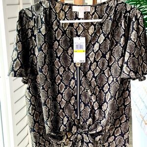 Michael Kors Black and Cream Snake Print Blouse